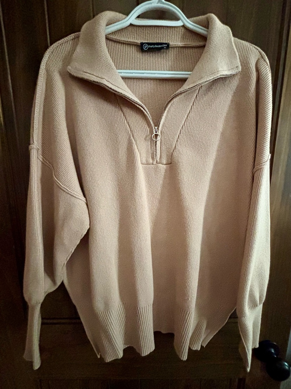 Unbranded Women's Quarter-Zip Sweater in Camel
